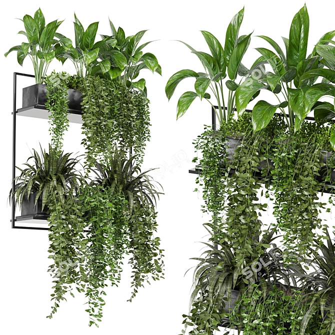 Metal Box Hanging Plants Set 3D model image 2