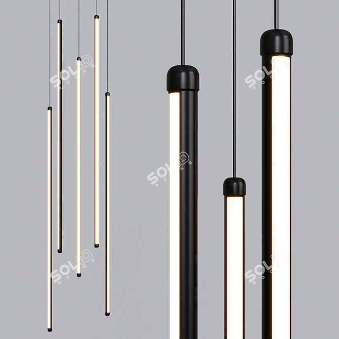 Elegant Black Stair Chandelier 3D model image 1