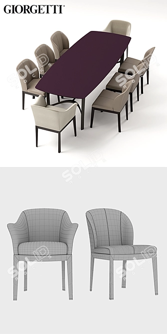 Giorgetti Normal Table Set 3D model image 4