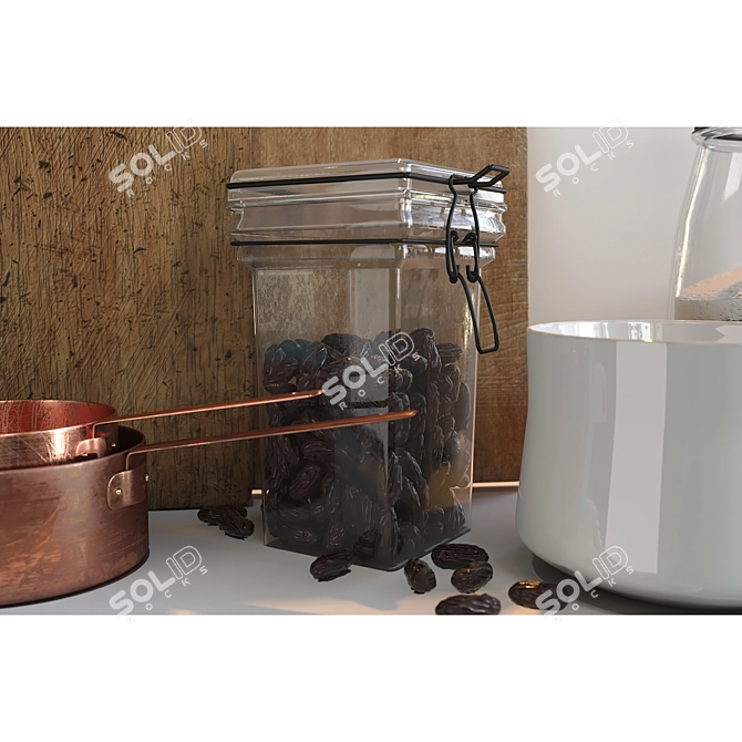  Rustic Wood Kitchen Accessories 3D model image 4