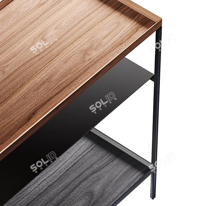 Industrial Chic Walnut Console 3D model image 3