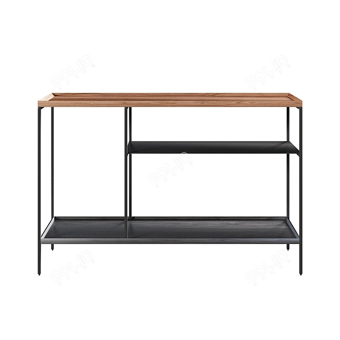 Industrial Chic Walnut Console 3D model image 5