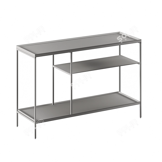 Industrial Chic Walnut Console 3D model image 9