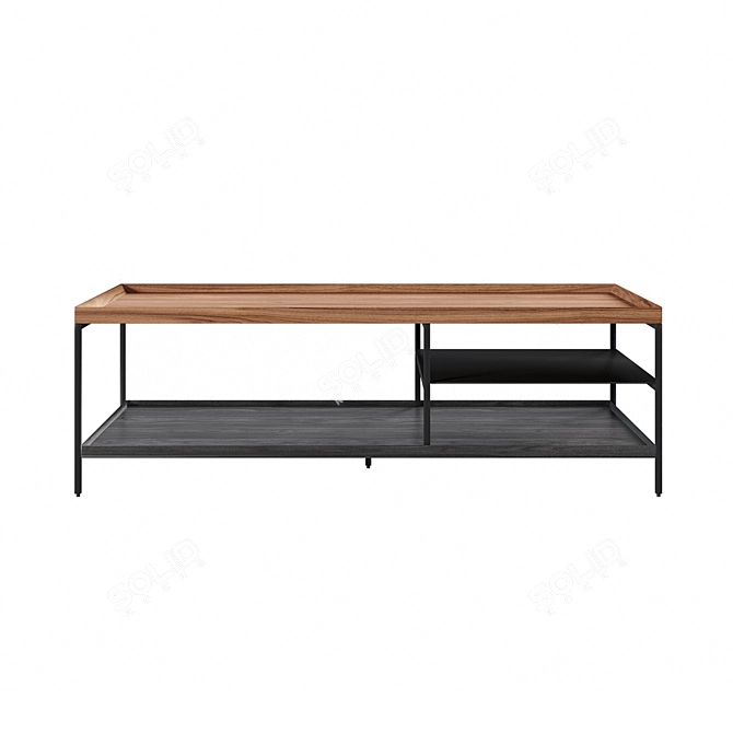 Walnut Industrial Style Coffee Table 3D model image 2