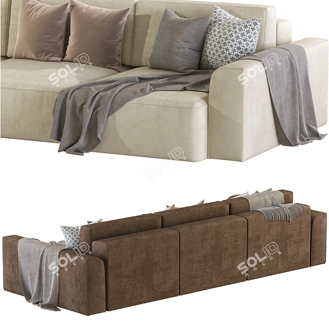 Beige Corner Sofa 3D model image 2