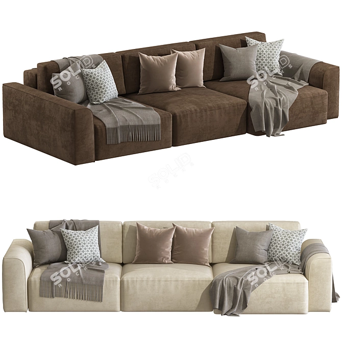 Beige Corner Sofa 3D model image 3