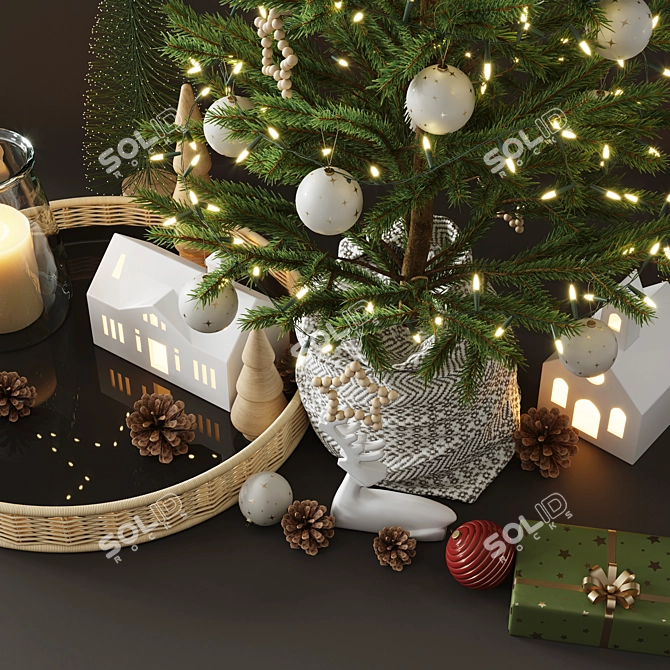 Festive Mini Christmas Tree 3D model image 1