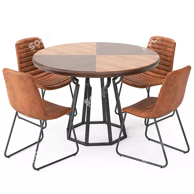 Elegant Dining Set: Dining Table 132 & Frankie Dining Chair 3D model image 1