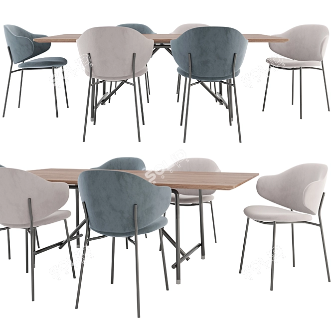 Elegant Harmony: Holly Chair & Any Day Table 3D model image 1