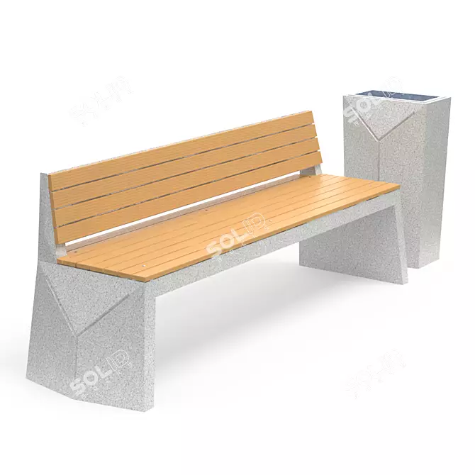 Geometry-2 Bench & Urn Set 3D model image 5