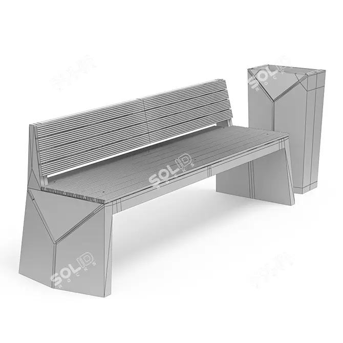 Geometry-2 Bench & Urn Set 3D model image 7