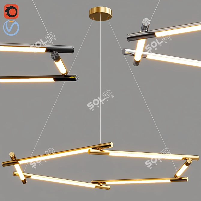 Sleek Circular Chandelier 3D model image 1