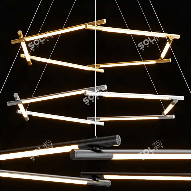 Sleek Circular Chandelier 3D model image 2