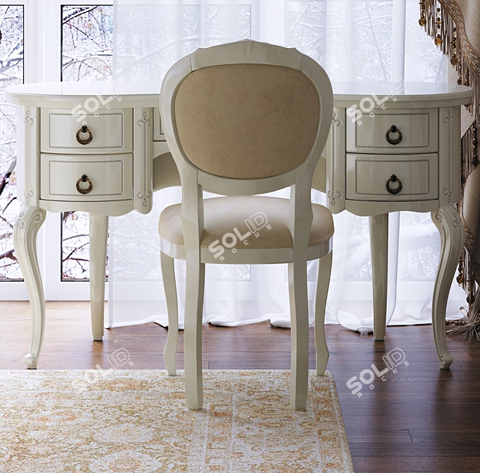 Title: BUCZYNSKI Oak Vanity Table 3D model image 4