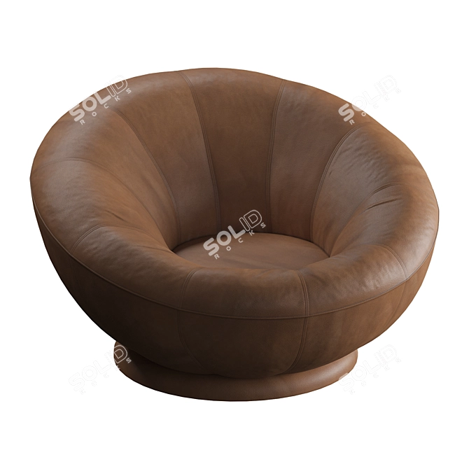 Sleek Swivel Chair with Vegan Leather 3D model image 1