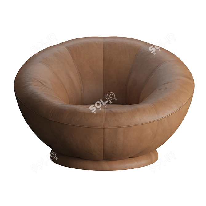 Sleek Swivel Chair with Vegan Leather 3D model image 2