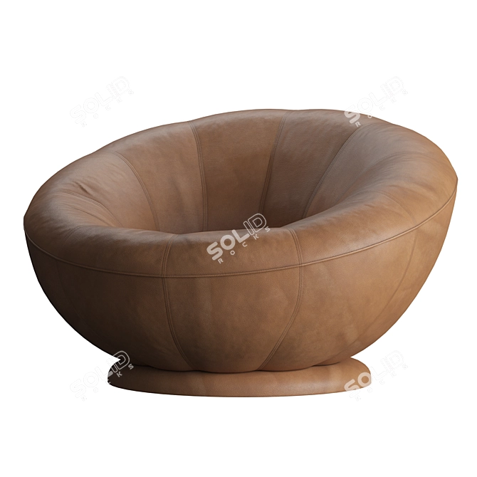 Sleek Swivel Chair with Vegan Leather 3D model image 3