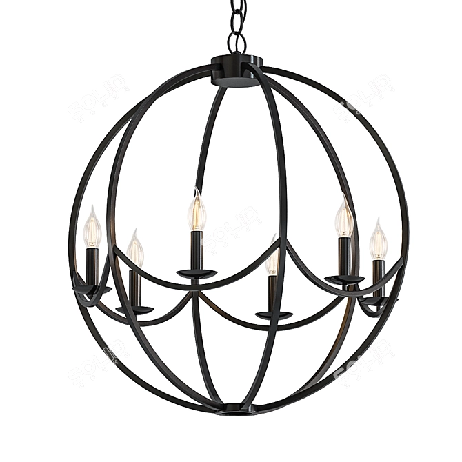 Oxide Bronze Chandelier 6-Light 3D model image 1