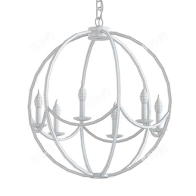 Oxide Bronze Chandelier 6-Light 3D model image 2