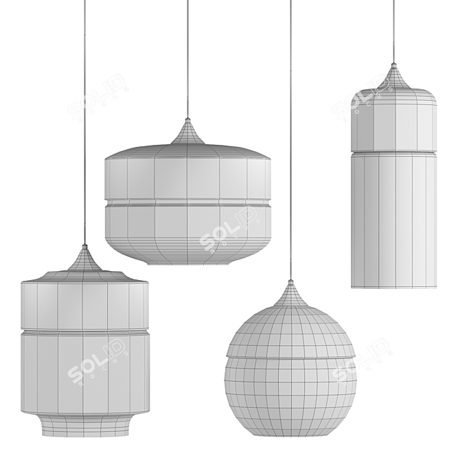 Modern Glass and Metal Suspension Pendant 3D model image 5