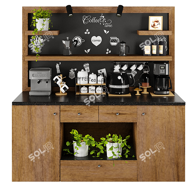 Coffee Bar 01: Bialetti, Hamilton Beach, Cuisinart, Kitchen Aid, Money Plants 3D model image 1