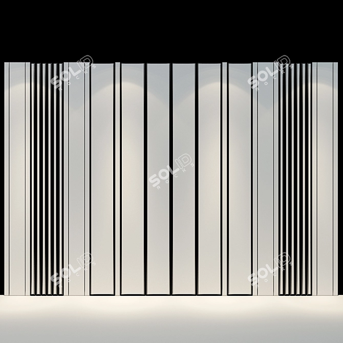 Elegant Wood & Metal Wall Panel 3D model image 2