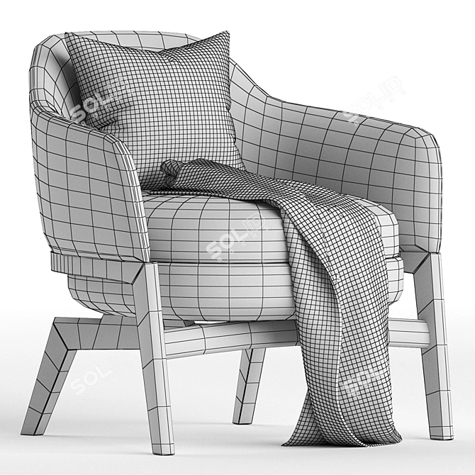 Piaval Macaron Armchair: Modern Elegance for Your Space 3D model image 4