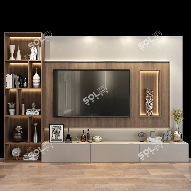 Customizable TV Wall Set | Modern Design 3D model image 1