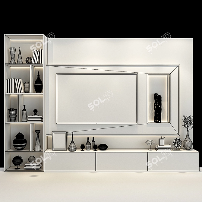 Customizable TV Wall Set | Modern Design 3D model image 2