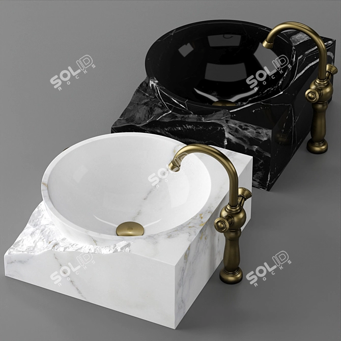 Elegant Marble Washbasin Bowl 3D model image 2