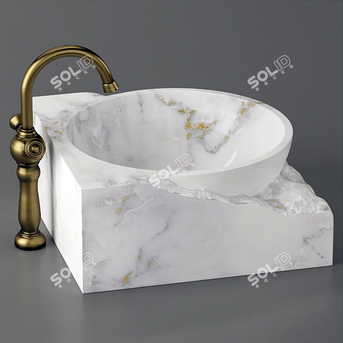 Elegant Marble Washbasin Bowl 3D model image 3