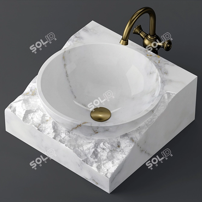 Elegant Marble Washbasin Bowl 3D model image 6