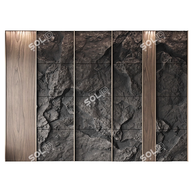 Rock Wall Panel: Two-Tone Stone Décor 3D model image 1