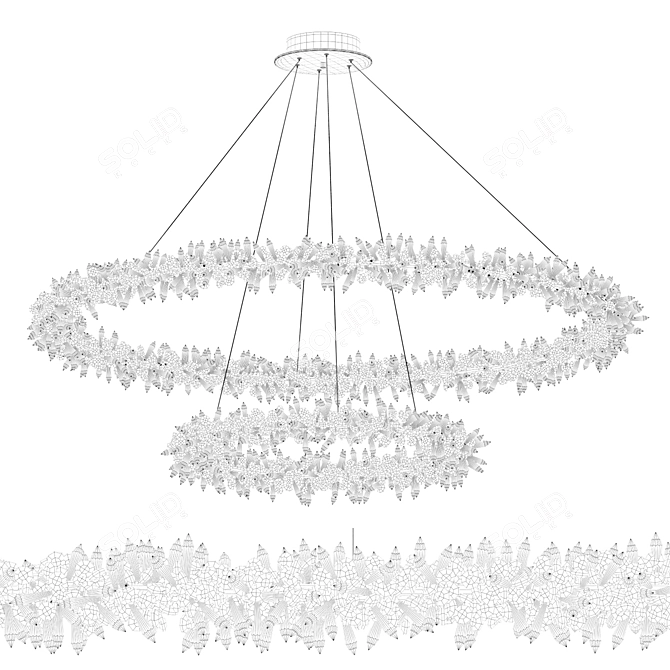 Lorenza Double Crystal Pendant Chandelier 3D model image 2