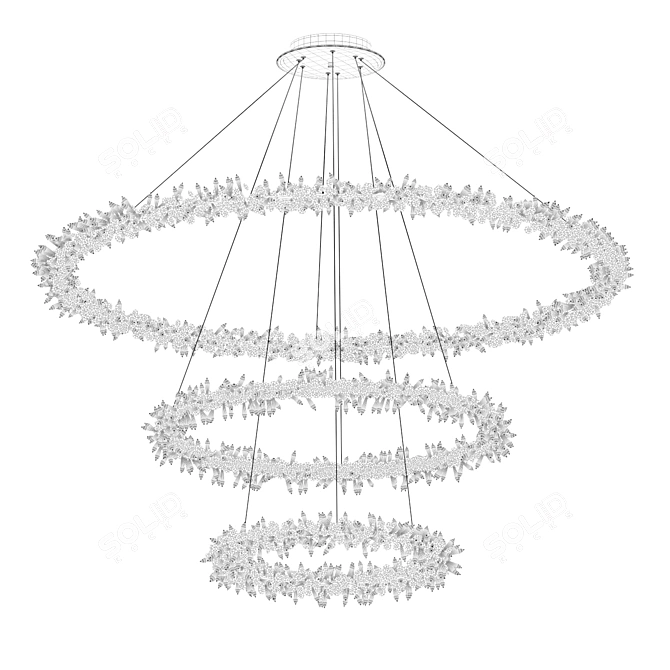 Triple Crystal Pendant Chandelier - Lorenza 3D model image 2