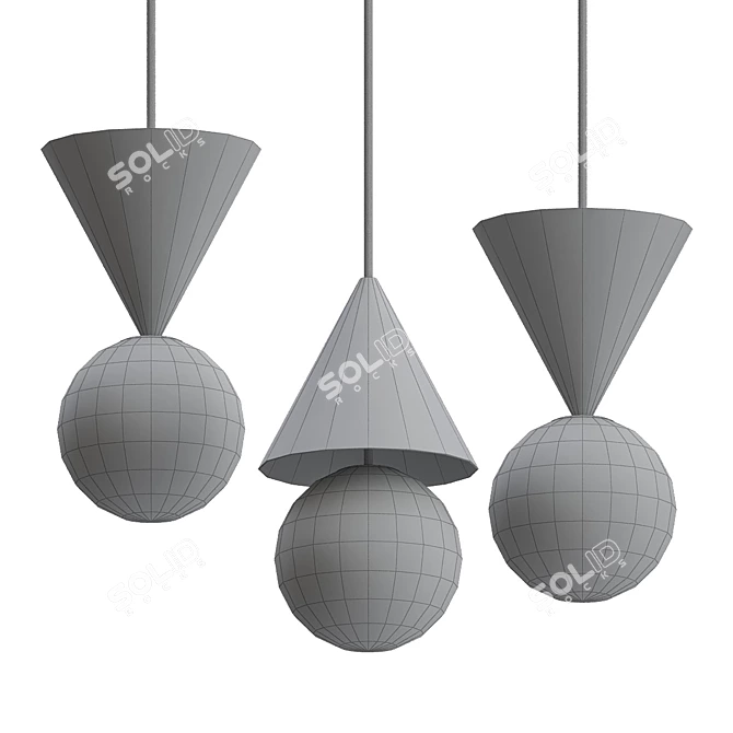 Elegant Harlequin Pendant Lamp 3D model image 2