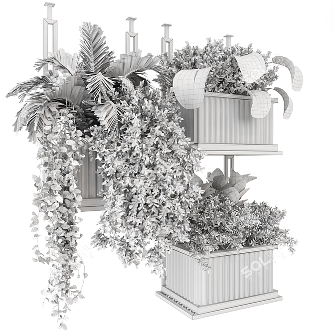 Metal Box Hanging Indoor Plants Set 3D model image 5