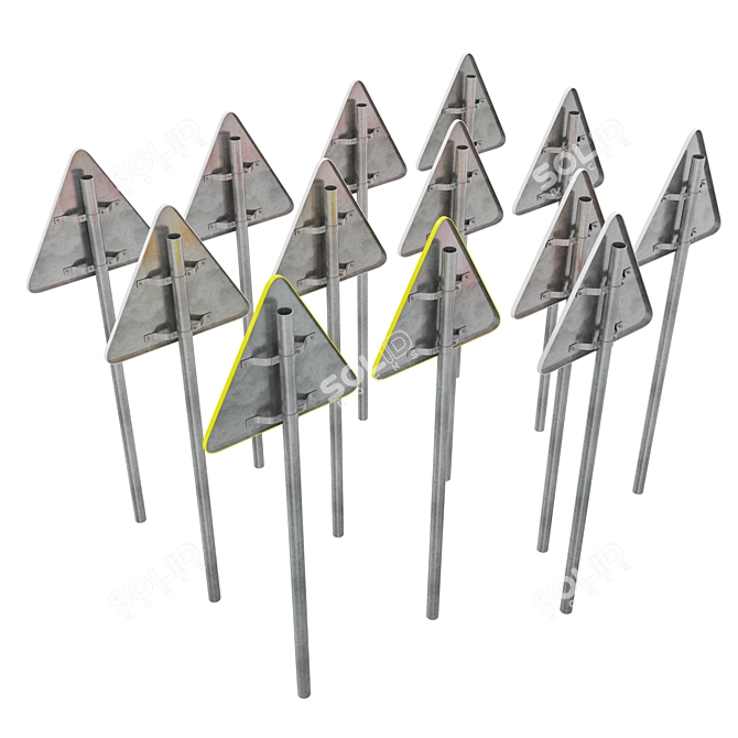 Warning Sign Set - 3 Pack 3D model image 4