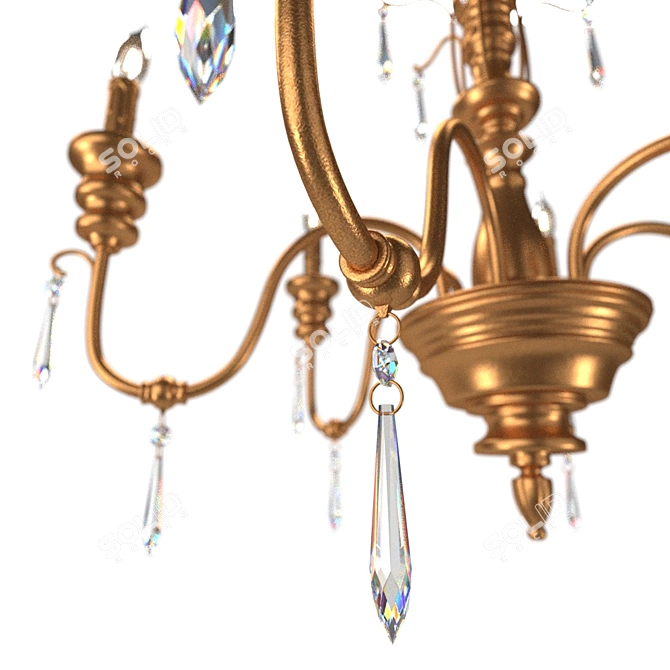 Elegant Brassy French Chandelier 3D model image 3