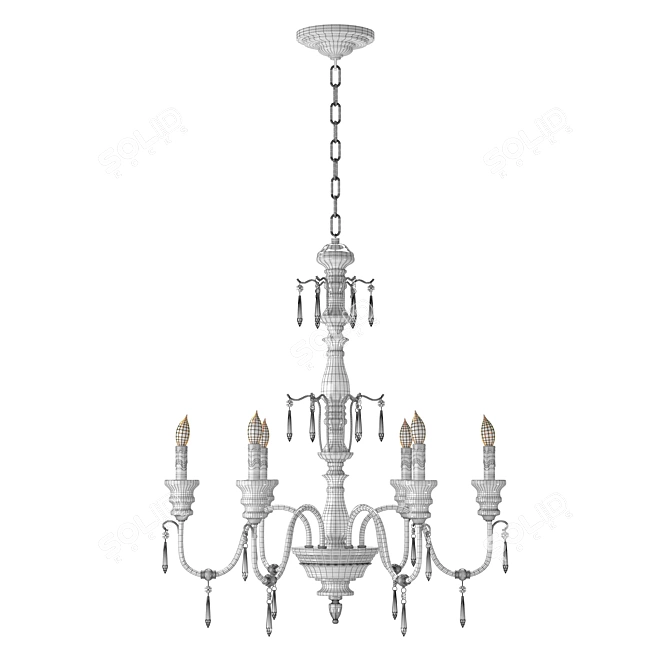 Elegant Brassy French Chandelier 3D model image 6