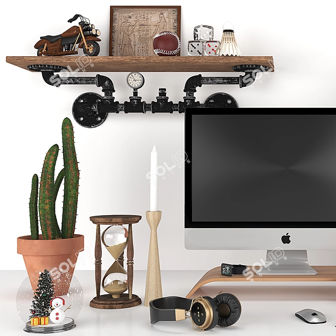 Elegant home office decor set 3D model image 3