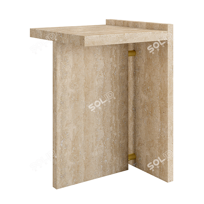 Travertine & Brass Segment Side Tables 3D model image 1