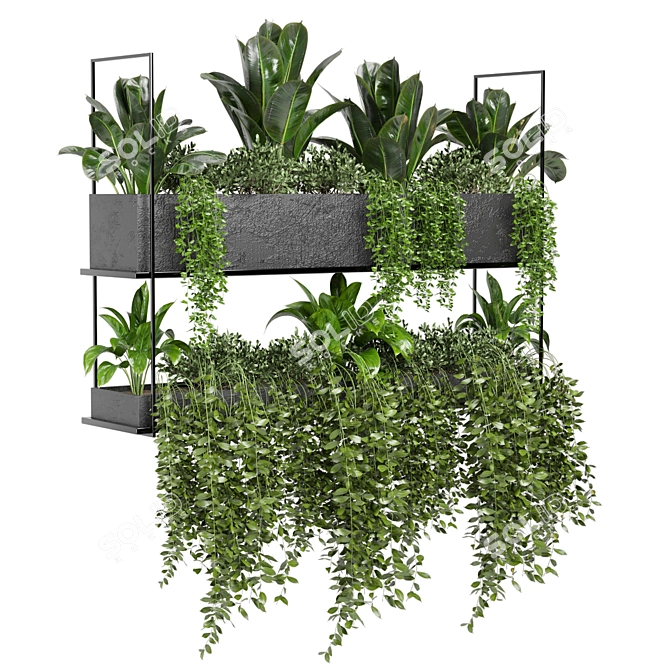 Metal Box Hanging Plants - Set 179 3D model image 7