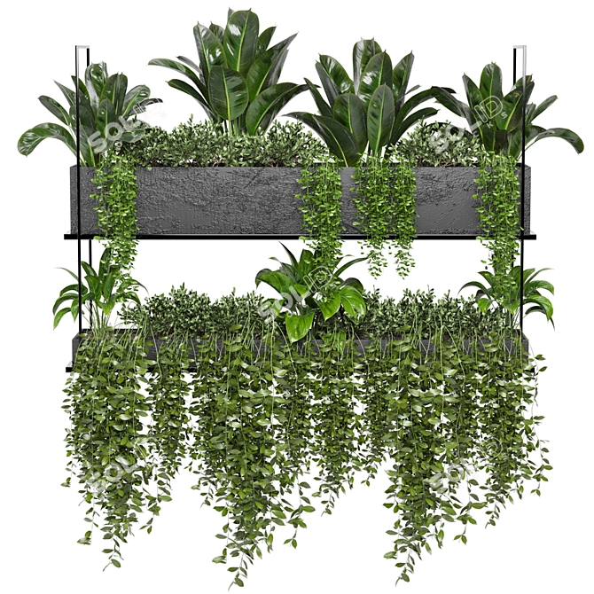 Metal Box Hanging Plants - Set 179 3D model image 1