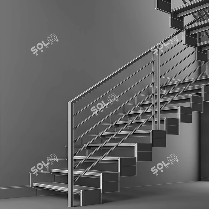 Sleek Modern Stairway Design 3D model image 6