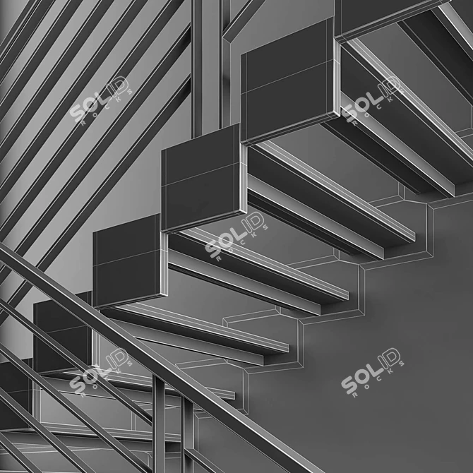 Sleek Modern Stairway Design 3D model image 7