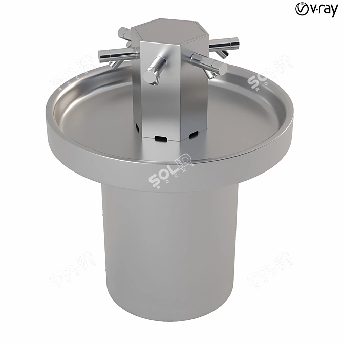 Sleek Round Washbasin for 6 3D model image 1