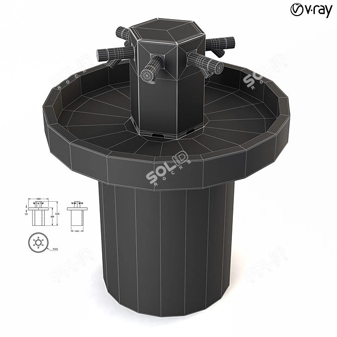 Sleek Round Washbasin for 6 3D model image 2