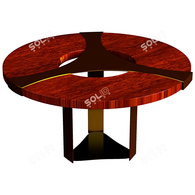 Halley Wood and Metal Dining Table 3D model image 1