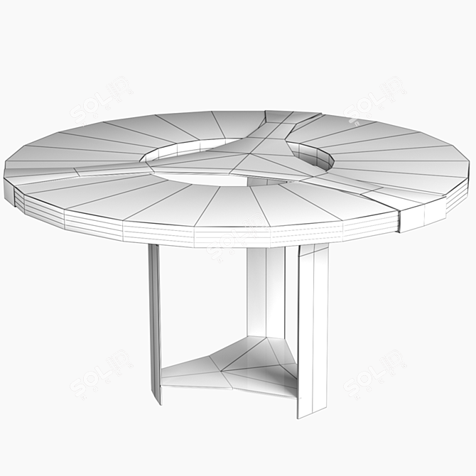 Halley Wood and Metal Dining Table 3D model image 3